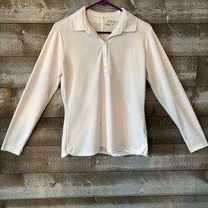 Nike Golf Tour Performance White Long-Sleeve Button-Down Polo Top